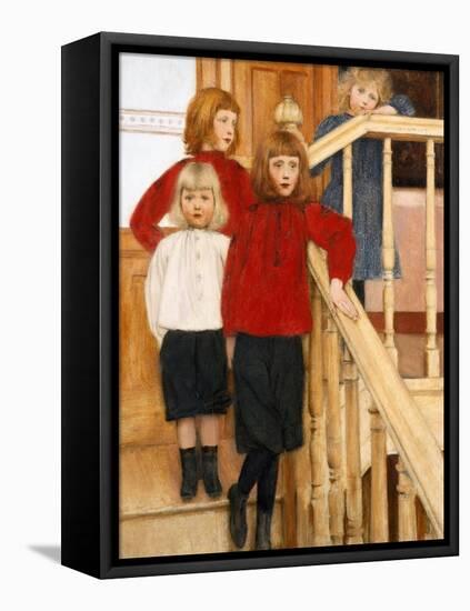 Les Enfants De Monsieur Neve  Quatre Enfants Dans Un Escalier Peinture De Fernand Khnopff (1858-19-Fernand Khnopff-Framed Premier Image Canvas