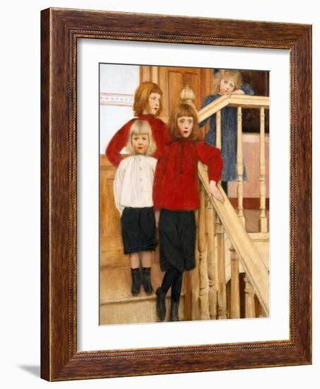 Les Enfants De Monsieur Neve  Quatre Enfants Dans Un Escalier Peinture De Fernand Khnopff (1858-19-Fernand Khnopff-Framed Giclee Print