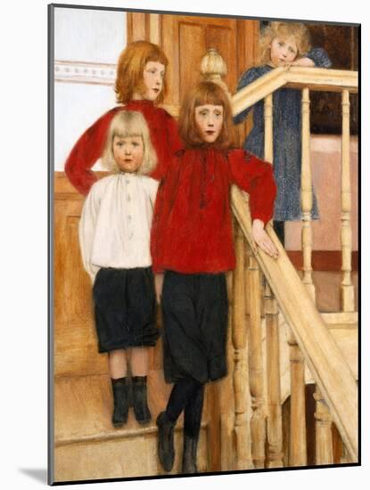 Les Enfants De Monsieur Neve  Quatre Enfants Dans Un Escalier Peinture De Fernand Khnopff (1858-19-Fernand Khnopff-Mounted Giclee Print