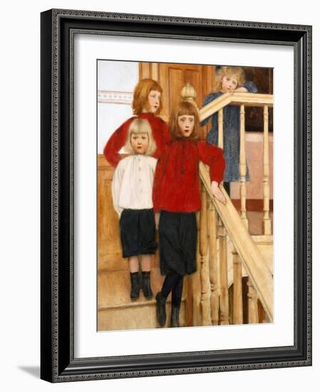 Les Enfants De Monsieur Neve  Quatre Enfants Dans Un Escalier Peinture De Fernand Khnopff (1858-19-Fernand Khnopff-Framed Giclee Print