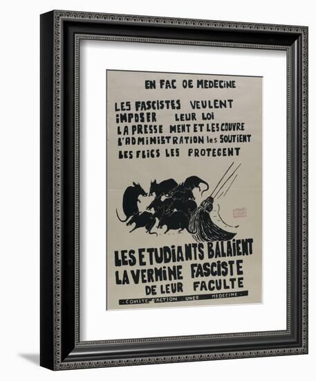 Les étudiants balaient la vermine fasciste de leur faculté, comité d'action U.N.E.F. Médecine-null-Framed Giclee Print