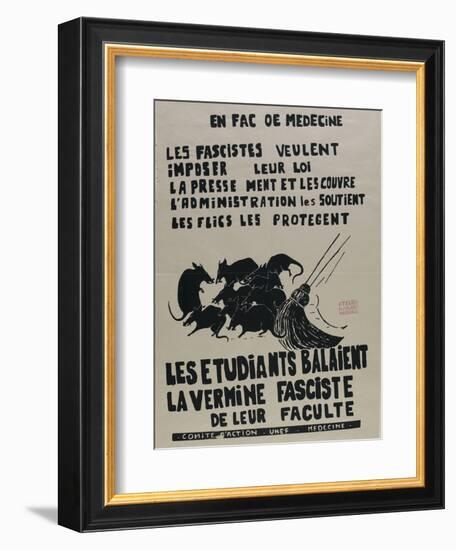 Les étudiants balaient la vermine fasciste de leur faculté, comité d'action U.N.E.F. Médecine-null-Framed Giclee Print