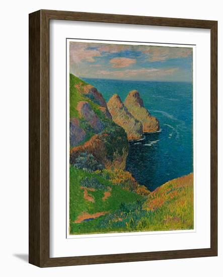 Les Falaises Au Bord De La Mer, 1895 (Oil on Canvas)-Henry Moret-Framed Giclee Print