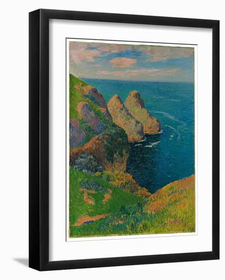 Les Falaises Au Bord De La Mer, 1895 (Oil on Canvas)-Henry Moret-Framed Giclee Print