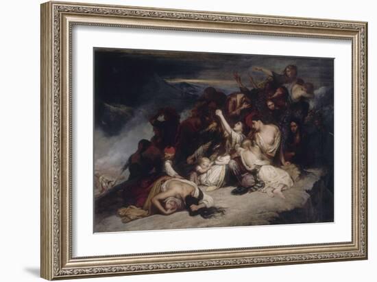 Les Femmes souliotes, voyant leurs maris défaits par les troupes d'Ali, pacha de Janina, décident-Ary Scheffer-Framed Giclee Print