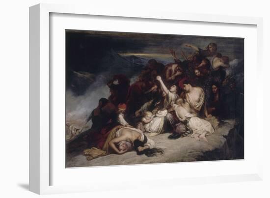 Les Femmes souliotes, voyant leurs maris défaits par les troupes d'Ali, pacha de Janina, décident-Ary Scheffer-Framed Giclee Print