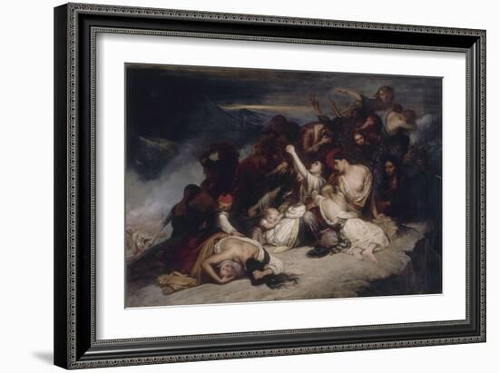 Les Femmes souliotes, voyant leurs maris défaits par les troupes d'Ali, pacha de Janina, décident-Ary Scheffer-Framed Giclee Print