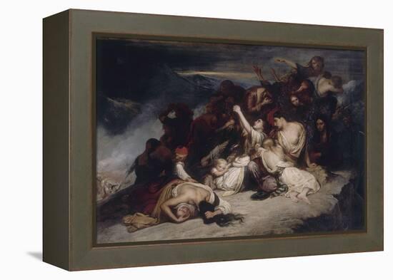 Les Femmes souliotes, voyant leurs maris défaits par les troupes d'Ali, pacha de Janina, décident-Ary Scheffer-Framed Premier Image Canvas