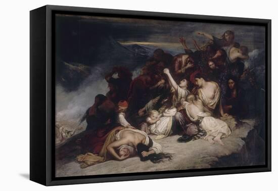 Les Femmes souliotes, voyant leurs maris défaits par les troupes d'Ali, pacha de Janina, décident-Ary Scheffer-Framed Premier Image Canvas