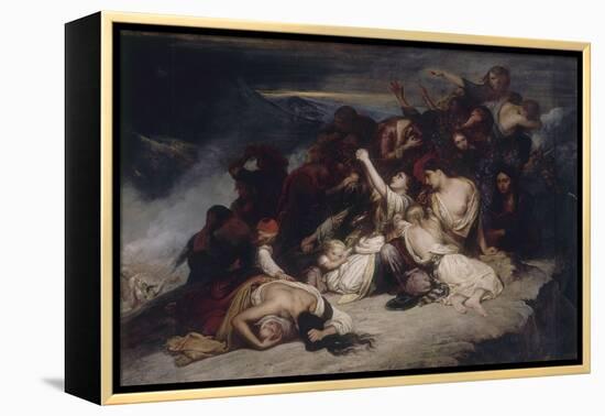 Les Femmes souliotes, voyant leurs maris défaits par les troupes d'Ali, pacha de Janina, décident-Ary Scheffer-Framed Premier Image Canvas