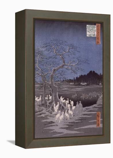 Les feux des renards à la veille de la Saint Sylvestre sous l'Arbre d'Ôji-Ando Hiroshige-Framed Premier Image Canvas