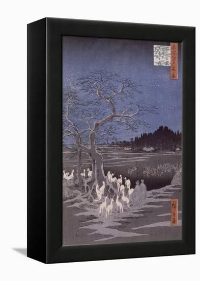 Les feux des renards à la veille de la Saint Sylvestre sous l'Arbre d'Ôji-Ando Hiroshige-Framed Premier Image Canvas