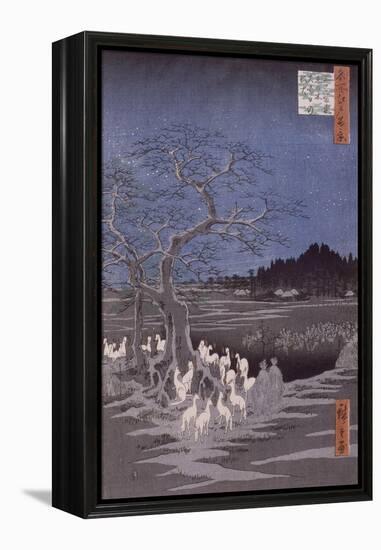 Les feux des renards à la veille de la Saint Sylvestre sous l'Arbre d'Ôji-Ando Hiroshige-Framed Premier Image Canvas