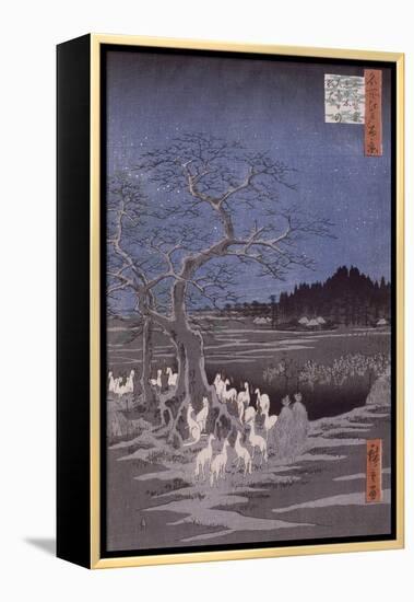 Les feux des renards à la veille de la Saint Sylvestre sous l'Arbre d'Ôji-Ando Hiroshige-Framed Premier Image Canvas