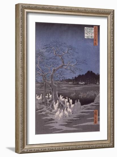 Les feux des renards à la veille de la Saint Sylvestre sous l'Arbre d'Ôji-Ando Hiroshige-Framed Giclee Print