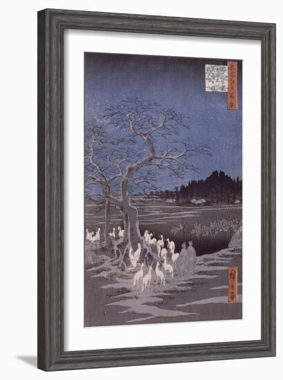 Les feux des renards à la veille de la Saint Sylvestre sous l'Arbre d'Ôji-Ando Hiroshige-Framed Giclee Print