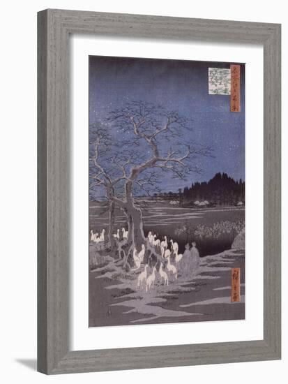 Les feux des renards à la veille de la Saint Sylvestre sous l'Arbre d'Ôji-Ando Hiroshige-Framed Giclee Print