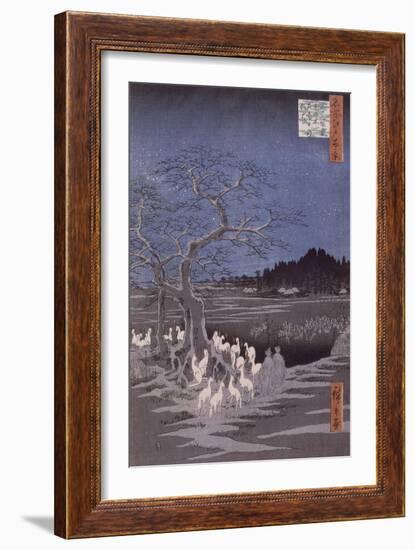 Les feux des renards à la veille de la Saint Sylvestre sous l'Arbre d'Ôji-Ando Hiroshige-Framed Giclee Print