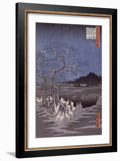 Les feux des renards à la veille de la Saint Sylvestre sous l'Arbre d'Ôji-Ando Hiroshige-Framed Giclee Print