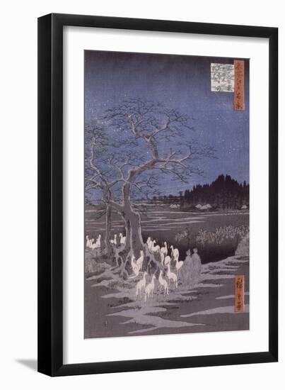 Les feux des renards à la veille de la Saint Sylvestre sous l'Arbre d'Ôji-Ando Hiroshige-Framed Giclee Print