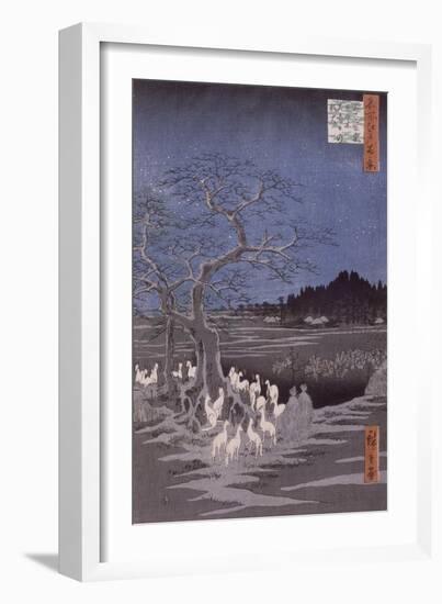 Les feux des renards à la veille de la Saint Sylvestre sous l'Arbre d'Ôji-Ando Hiroshige-Framed Giclee Print