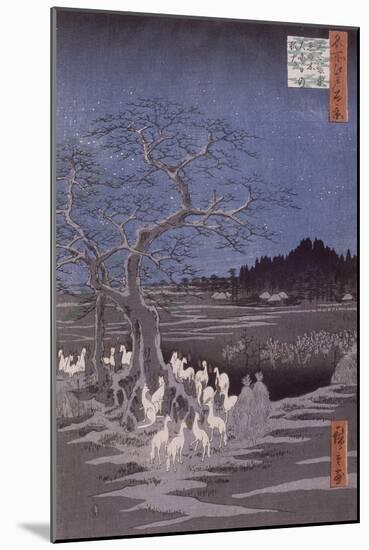 Les feux des renards à la veille de la Saint Sylvestre sous l'Arbre d'Ôji-Ando Hiroshige-Mounted Giclee Print