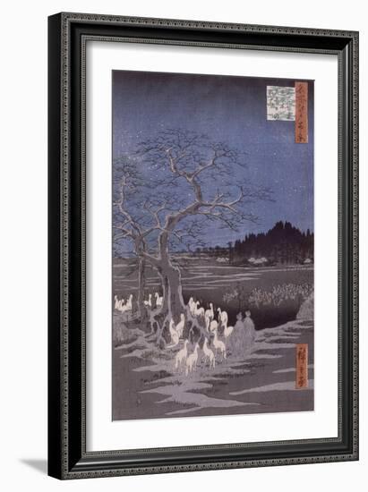 Les feux des renards à la veille de la Saint Sylvestre sous l'Arbre d'Ôji-Ando Hiroshige-Framed Giclee Print