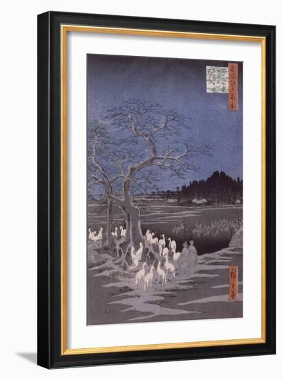 Les feux des renards à la veille de la Saint Sylvestre sous l'Arbre d'Ôji-Ando Hiroshige-Framed Giclee Print