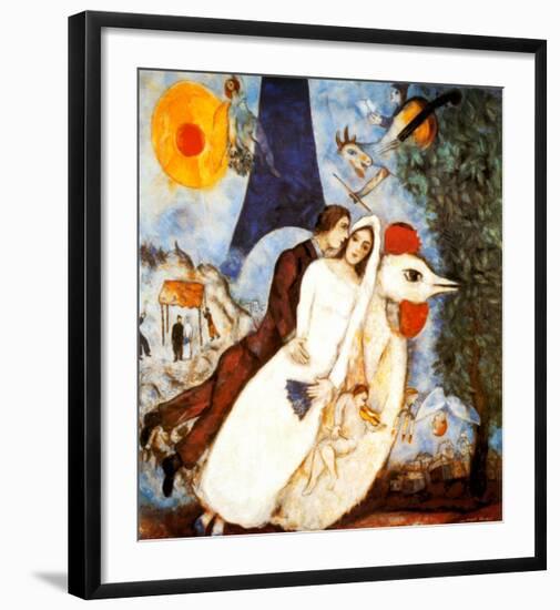 Les Fiancees de la Tour Eiffel-Marc Chagall-Framed Art Print