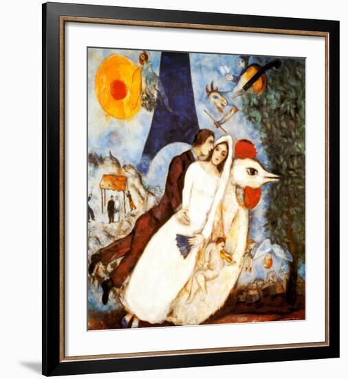 Les Fiancees de la Tour Eiffel-Marc Chagall-Framed Art Print
