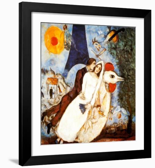 Les Fiancees de la Tour Eiffel-Marc Chagall-Framed Art Print