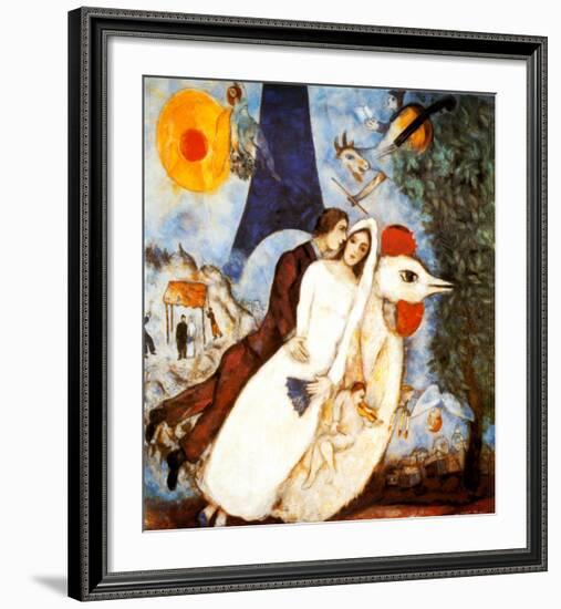 Les Fiancees de la Tour Eiffel-Marc Chagall-Framed Art Print