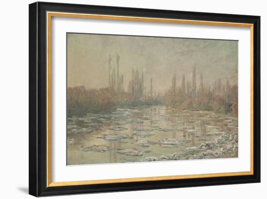 Les glaçons ou Débâcle sur la Seine-Claude Monet-Framed Giclee Print