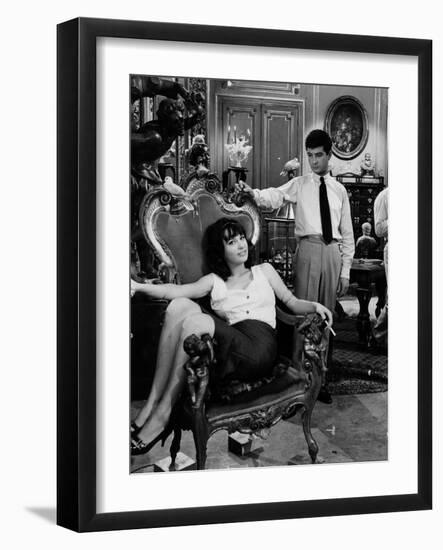 Les Godelureaux by ClaudeChabrol with Bernadette Lafont and Jean Claude Brialy, 1961 (b/w photo)-null-Framed Photo