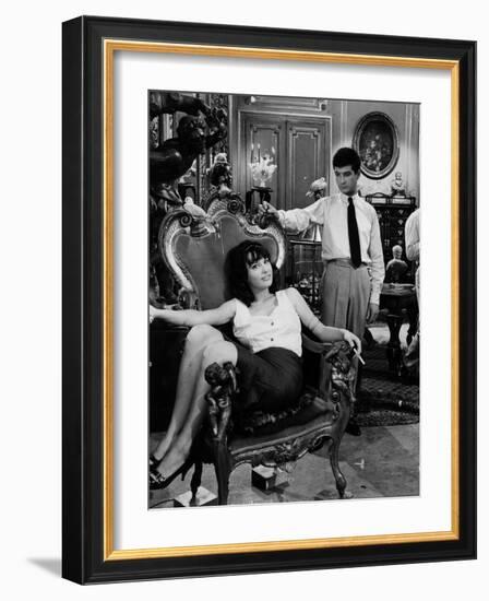 Les Godelureaux by ClaudeChabrol with Bernadette Lafont and Jean Claude Brialy, 1961 (b/w photo)-null-Framed Photo