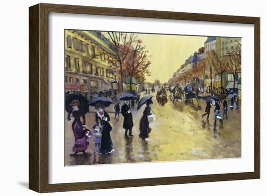 Les Grands Boulevards (After Jean Beraud)-Isy Ochoa-Framed Giclee Print