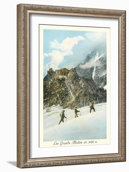 Les Grands Mulets, Winter Hikers in the Alps-null-Framed Art Print