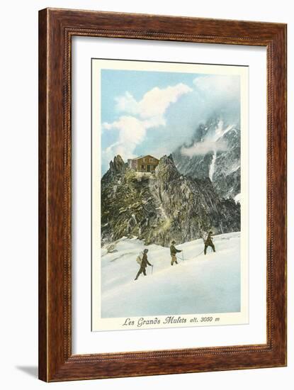 Les Grands Mulets, Winter Hikers in the Alps-null-Framed Art Print