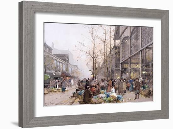 Les Halles and St. Eustache-Eugene Galien-Laloue-Framed Giclee Print