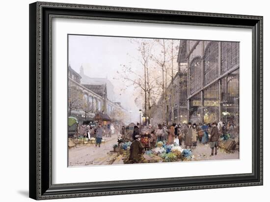 Les Halles and St. Eustache-Eugene Galien-Laloue-Framed Giclee Print