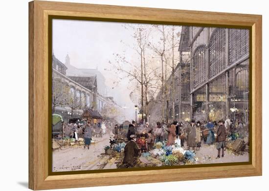 Les Halles and St. Eustache-Eugene Galien-Laloue-Framed Premier Image Canvas