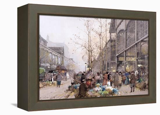 Les Halles and St. Eustache-Eugene Galien-Laloue-Framed Premier Image Canvas