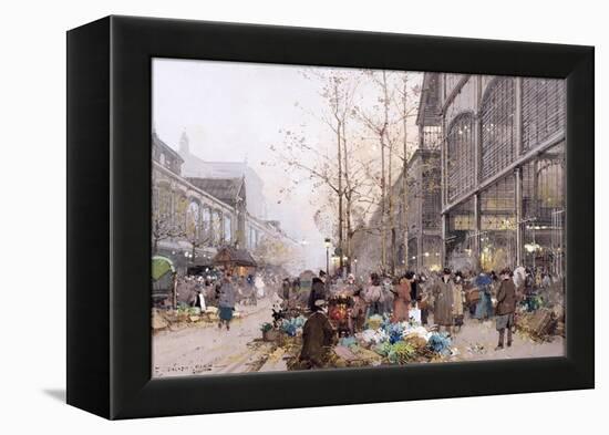 Les Halles and St. Eustache-Eugene Galien-Laloue-Framed Premier Image Canvas