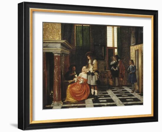 Les Joueurs de cartes-Pieter de Hooch-Framed Giclee Print