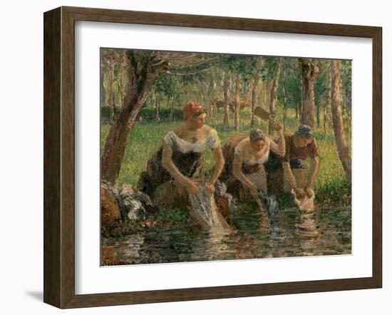Les Lavandieres, the Washerwomen, 1895-Camille Pissarro-Framed Giclee Print