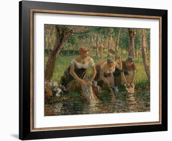 Les Lavandieres, the Washerwomen, 1895-Camille Pissarro-Framed Giclee Print