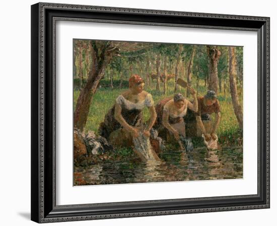 Les Lavandieres, the Washerwomen, 1895-Camille Pissarro-Framed Giclee Print