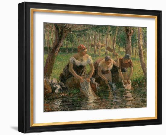 Les Lavandieres, the Washerwomen, 1895-Camille Pissarro-Framed Giclee Print