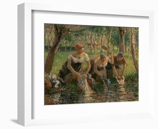 Les Lavandieres, the Washerwomen, 1895-Camille Pissarro-Framed Giclee Print