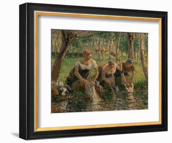 Les Lavandieres, the Washerwomen, 1895-Camille Pissarro-Framed Giclee Print